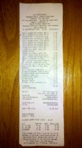 Citymarketin kuitti ruokaostoksista: 43,25 €